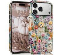Mainrenka Halloween Cases for iPhone 17 Pro Max, Cute Kawaii Aesthetic Trendy Skeleton Floral Phone Cover Protective Shockproof Phone Case Skull