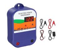 Mains 12V Battery&Solar Support Electric Fence Energiser,1.5 Joules 10km Range High Voltage Livestock Fencer, IP65 Weatherproof Outdoor Predator Protection for Horses Sheep Cattle Poultry,LED Display