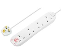 Mains Extension Lead with Surge Protection, 4 Gang, 4m, White - SRG44N-MP
