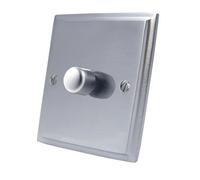 Mains LED Light Dimmer Switch 250W 1 Gang 2 Way - Victorian - Satin Matt Chrome