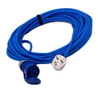 Mains Power 13Amp UK Plug to 16Amp IP44 240v Coupler Fly Lead (10 Metres)