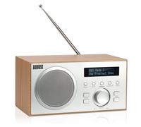 August MB420 DAB+ Radio with Bluetooth Speaker - Digital DAB & FM Radio with 30 Station Presets, Dual Alarm Clock, Sleep Timer, 5W Bass Reflex Stereo Speakers, Aux/USB/Mains Power, LCD Display - Oak