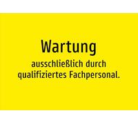 Maintenance - exclusively by qualified specialists. Aluminium sign A4: 297 x 210 mm - without graphics, only text