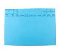 Maintenance Platform Heat Insulation Pad, 350MM*250MM Heat Resistance Phone Computer Rubber Non Slip Electronics Work Mat Soft Table Pad with Scale Rule and Screw Position (Light Blue)
