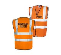 Maintenance Services Hi-Vis High-Viz Safety Vest Waistcoat Visibility Workwear Unisex Adults Vest (Orange, 2XL)