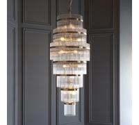mainz 21 light clear glass pendant ceiling light in antique brass