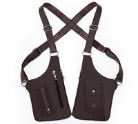 MaiQidd Double Shoulder Armpit Bag, Anti-Theft Hidden Underarm Strap Wallet Pocket Holster Phone Leisure Double Shoulder Pouch, Brown, Adjustable (53cm-64cm/20.87-25.20inch)