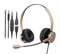 MAIRDI Telephone Headset with RJ9 Jack for Cisco Phone, Including 3.5mm Connector for Cell Phone PC Laptop, Binaural Office Headset with Microphone Noise Canceling for Call Center Landline Deskphone