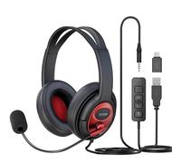 MAIRDI USB Headset with Microphone, Type-C/USB/3.5mm Jack 3-in-1 PC Headset, Computer Headset with Mic Noise Canceling for Teams Call Centers Skype Zoom Home Office Dragon Nuance Dictation