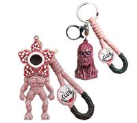 MAIREULB Stranger Things Keychain Set - RUN Letter Pendant & Logo/Christmas Lights Charms, Metal Enamel Keyrings for Fans (2)
