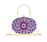 MAIRLOM Rhinestone Clutch Purses for Women Evening Wedding Formal - Round Pearl Clasp Handbag - Crystal Diamond Bag, Purple Clutch