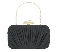 MAIRLOM Rhinestone Clutch Purses for Women Evening Wedding Formal - Round Pearl Clasp Handbag - Crystal Diamond Bag, Pleated Black