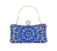 MAIRLOM Rhinestone Clutch Purses for Women Evening Wedding Formal - Round Pearl Clasp Handbag - Crystal Diamond Bag, Blue