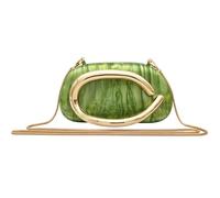 MAIRLOM Rhinestone Clutch Purses for Women Evening Wedding Formal - Round Pearl Clasp Handbag - Crystal Diamond Bag, Acrylic Green