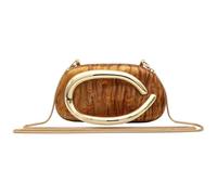 MAIRLOM Rhinestone Clutch Purses for Women Evening Wedding Formal - Round Pearl Clasp Handbag - Crystal Diamond Bag, Acrylic Coffee