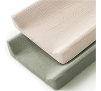 MairMore Baby Muslin Changing Mat Cover Neutral Baby Muslin Soft Cotton Changing Table Mat Changing Mat for Girls and Boys 2 Pack