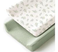 MairMore Changing Pad Cover for Neutral Baby Muslin Soft Cotton Diaper Changing Table Pad Cover Changing Pad Sheets for Girls and Boys - 2 Pack(Green)