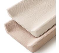 MairMore Changing Pad Cover for Neutral Baby Muslin Soft Cotton Diaper Changing Table Pad Cover Changing Pad Sheets for Girls and Boys - 2 Pack(Clay & Ivory)