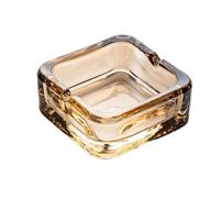 Mairuker Ashtray, Glass Ashtray Square Crystal Ashtray, Classic Design Ashtray for Home Ashtrays Cigarettes Outdoor (Amber)