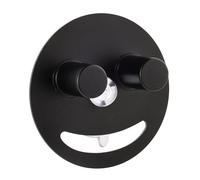 MAISEEN Rust-proof Anodized Aluminum Smiley Face Scrub Sponge Holder, Suction Cup Installation kitchen Sink Caddy Organizer for Mommy & Daddy Sponges, Black （1-Pack）