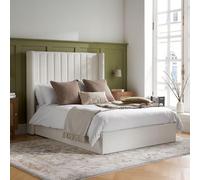Maisey Ottoman Storage Bed - White Linen Fabric - Sizes Available
