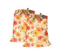 Maishijie 2 Pack Cotton Canvas Heavy Duty Laundry Bag, 17.7”x 25.6", Highly Durable,Toys Storage Bag, Dirty Clothes Bag, Draw-Cord with Cord-Lock, Machine Washable and Reusable, (Autumn)