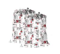 Maishijie 2 Pack Cotton Canvas Heavy Duty Laundry Bag, 17.7”x 25.6", Highly Durable,Toys Storage Bag, Dirty Clothes Bag, Draw-cord with cord-lock, Machine Washable and reusable, Love