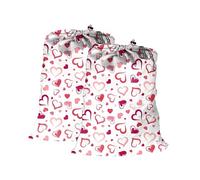 Maishijie 2 Pack Cotton Canvas Heavy Duty Laundry Bag, 17.7”x 25.6", Highly Durable,Toys Storage Bag, Dirty Clothes Bag, Draw-cord with cord-lock, Machine Washable and reusable, Heart