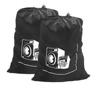 Maishijie 2 Pack Oxford Fabric Heavy Duty Laundry Bag, 19.7”x 27.6", Highly Durable,Toys Storage Bag, Dirty Clothes Bag, Draw-cord with cord-lock, Reusable, Black