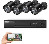 MAISI 3K CCTV Camera System Outdoor, 8CH DVR Recorder, 4x 5MP Home Security Cameras Outdoor, Face Human Vehicle Detection, Night Vision, IP67 Waterproof, Remote Access, APP Email Alert, No Hard Drive