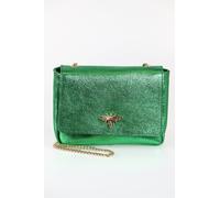 Maisie - Italian Leather Crossbody Bag - Bright Green, Metallic Sarta Bright Green One Size