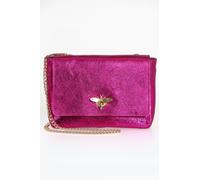 Maisie - Italian Leather Crossbody Bag - Raspberry, Metallic Sarta Raspberry One Size