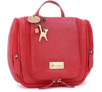 Maisie Large Leather Hanging Travel Toiletry Cosmetic Wash Bag Catwalk Collection Handbags Red Large