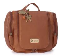 Catwalk Collection Handbags - Women's Large Leather Toiletry Bag - Travel Hanging Wash Bag - Make-Up Organiser - Maisie - Tan Bb