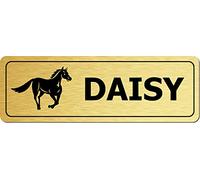 Maisie Moo Gifts Limited Personalised Horse Metal Name Plate Sign Stable Plaque (No Holes, Brushed Gold)