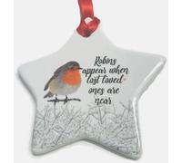 Maisie Moo Gifts Limited Robins Appear When Lost Loved Ones Are Near Ceramic Star Shaped Memorial Remembrance Christmas Tree Decoration Ornament