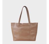 'MAISIE' Real Pebble Grain Leather Unlined Shopper Tote Bag Assots London Tan One Size