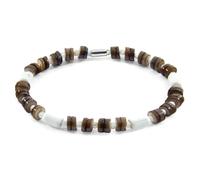 Maisie Silver and Freshwater Shell SKINNY Bracelet ANCHOR & CREW Brown 19cm