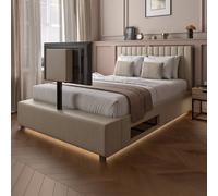 XR Living Maisie Fabric TV Bed King Size Natural Stone, Cream