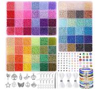MAISKIEN 42000pcs Seed Beads for Jewelry Making Set, 72 Color Glass Seed Beads 3mm, Bracelet Making kit Colorful Letters Love Bead Devil's Eyes, Friendship Bracelet Kit DIY Craft