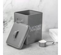 Maison and White Laundry Powder Storage Tin With Scoop Grey
