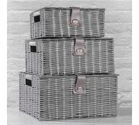Maison and White Resin Woven Storage Baskets - Set Of 3 Grey