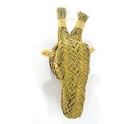 Maison Andaluz Handmade braided woven gazelle animal's head - Moroccan Jute/Halfa base material - Jute ornament H36 W17 D12 cm (head size only)