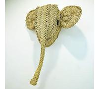 MAISON ANDALUZ Handmade woven Moroccan Elephant animal head - Moroccan Jute/Halfa base material - H50 W50 D15 cm
