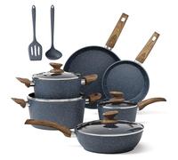 MAISON ARTS Pots and Pans Set Non Stick, Kitchen Cookware Sets Nonstick, 12 Piece Granite Cooking Pot and Pan for Induction, Stovetop, Blue