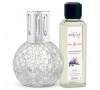 MAISON BERGER - Disco Lamp Gift Set - Checkerboard Round Catalytic Home Fragrance Diffuser with 250 mL / 8.45 fl oz Refill - Odor Neutralizing Lamp - Made in France (Transparent - Liliflora)