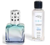 MAISON BERGER - Ice Cube Lampe Berger Gift Set - 2-in-1 Odor-Neutralizing and Fragrance Catalytic Lamp with 250 mL / 8.45 fl oz Refill - Home Fragrance Diffuser (Turquoise-Blue - Ocean Breeze)