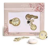 MAISON BERGER - Ophelia Gold Car Diffuser Set with Key Ring and Liliflora Ceramic Refill - Perfume Diffuser to Clip on Aerator - Passive Diffusion Approximately 4 Weeks