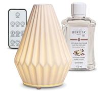 Maison Berger - White Ceramic Cone Electric Diffuser + Refill 475 ml Amber Dust - Scented Mist - Remote Control - Timer 30/60/120 Min - 80 ml Tank