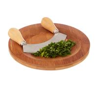 Maison by Premier Bamboo Chopping & Serving Board With Mezzaluna Chopper, Cutting Board Set, Cutting Board & Herb Chopper